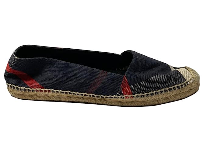Burberry Checked Espadrilles in Navy Blue Canvas Cloth  ref.439768