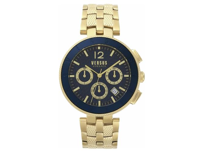 Autre Marque Versus Versace Logo Gent Chrono Bracelet Watch Golden Metallic  ref.439790