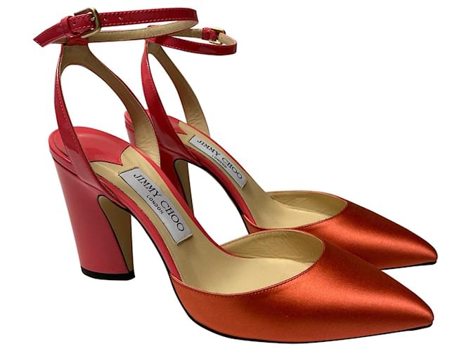 Jimmy Choo Micky 85 in Orange Satin Leather