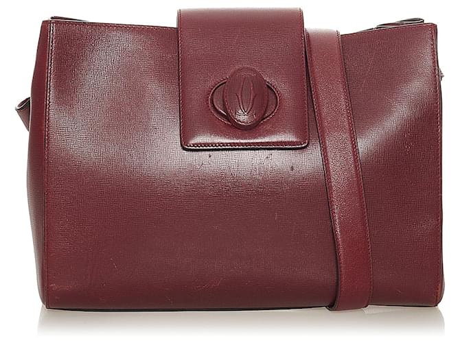 Cartier Red Must De Cartier Leather Crossbody Bag Dark red Pony-style calfskin  ref.439954