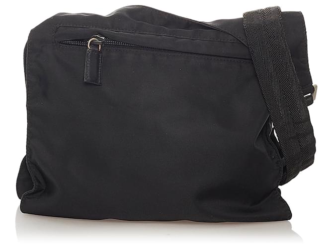 Prada Black Tessuto Shoulder Bag Leather Pony-style calfskin Nylon Cloth  ref.439958