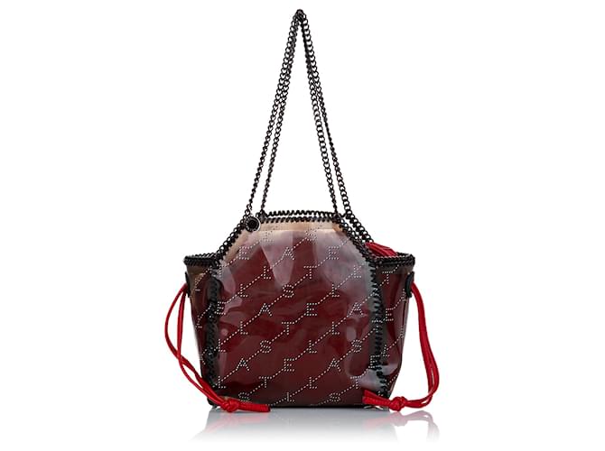 Stella Mc Cartney Stella McCartney Black Falabella Transparent Tote Bag Red Leather Patent leather Plastic  ref.439996