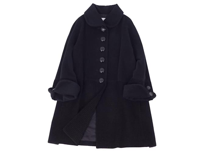 [UTILISÉ] Manteau Vintage Christian Dior Oversize Round Color Women's Switch Wool Outerwear Laine Noir  ref.440042