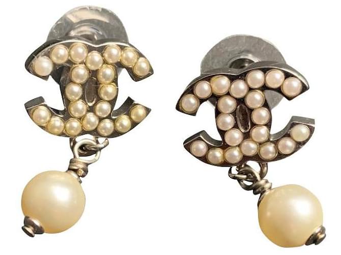 Chanel Earrings Silvery Steel  ref.440050