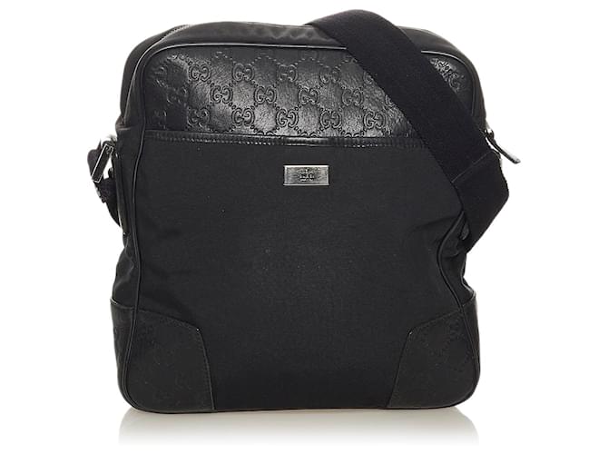 Gucci Black Guccissima Nylon Crossbody Bag Leather Pony-style calfskin Cloth  ref.440119
