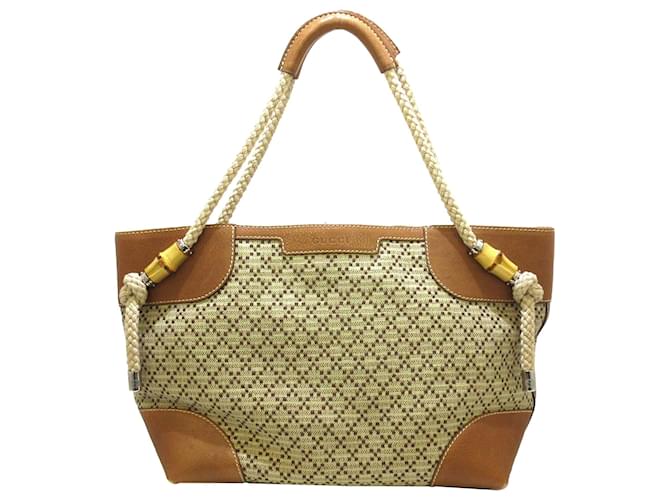Gucci Brown Diamante Maui Tote Bag Beige Light brown Leather Cloth Pony-style calfskin Cloth  ref.440121