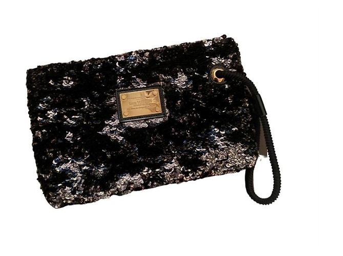 Clutch Louis Vuitton Rococo con paillettes nero oro