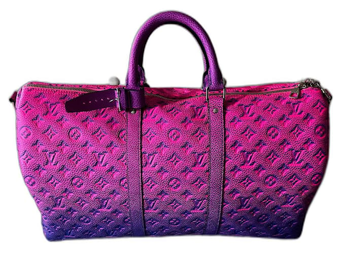 Louis Vuitton Keepall 50 Rosa Blu Pelle  ref.440622