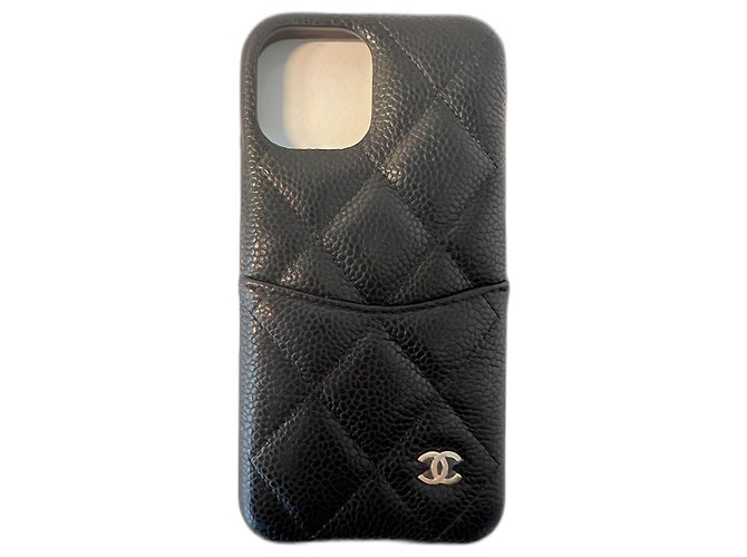 CHANEL Timeless iPhone 12 Case Black Dark red