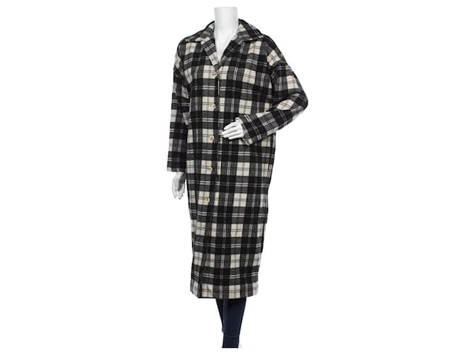 American Vintage Manteaux, Vêtements d'extérieur Polyester Laine Viscose Acrylique Noir Blanc  ref.440724