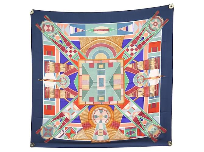 Hermès NEW HERMES SCARF INDIAN ART OF THE PLAINS CARRE 90 BLUE SILK NEW SILK SCARF  ref.440775