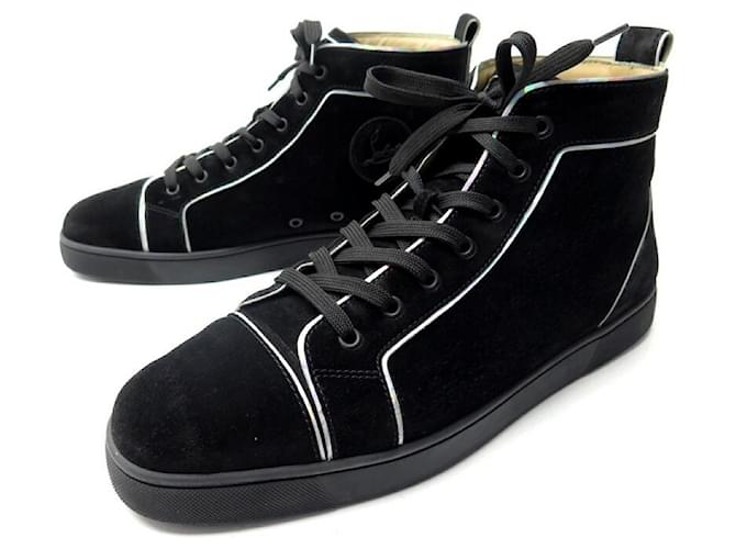 SHOES BASKETS CHRISTIAN LOUBOUTIN LOUIS ORLATO 45.5 SUEDE SNEAKERS BLACK  ref.440814