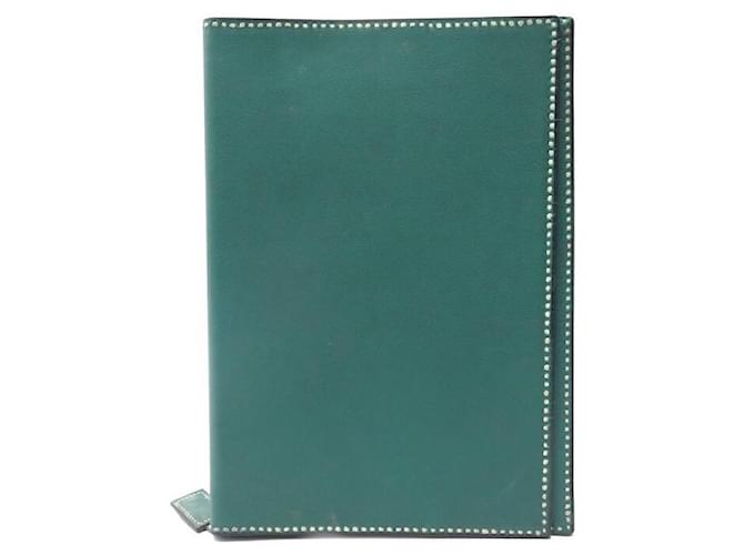 Hermès VINTAGE HERMES DUPRE LAFON AGENDA HOLDER COVER GM GREEN LEATHER DIARY HOLDER  ref.440851