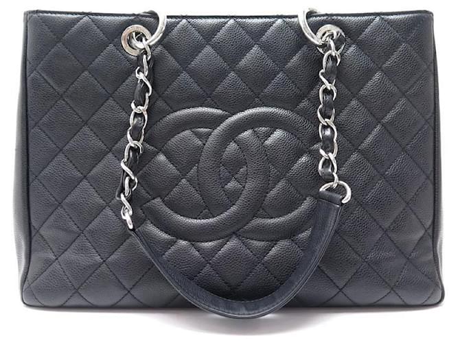 CHANEL SHOPPING LOGO CC GM QUILTED LEATHER BLACK CAVIAR HAND BAG  ref.440859