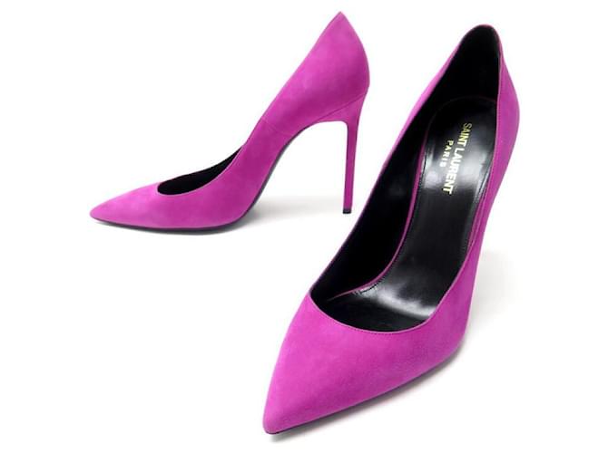 NEW YVES SAINT LAURENT SHOES ANJA PUMPS 471988 PINK SUEDE SHOES ref.440872 Joli Closet