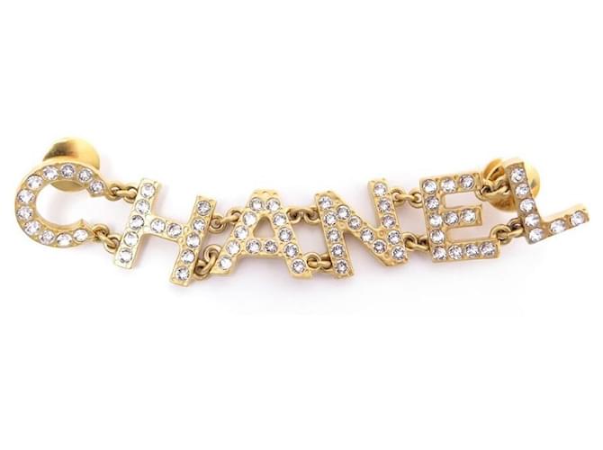 Other jewelry NEW CHANEL AB BROOCH3377 GOLDEN METAL & STRASS LETTERS NEW BROOCH  ref.440884