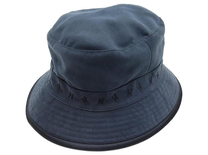 Hermès NEW HAT HERMES BOB EMBROIDERED MOTIF H T57 MIXED POLYESTER NAVY BLUE HAT  ref.440889