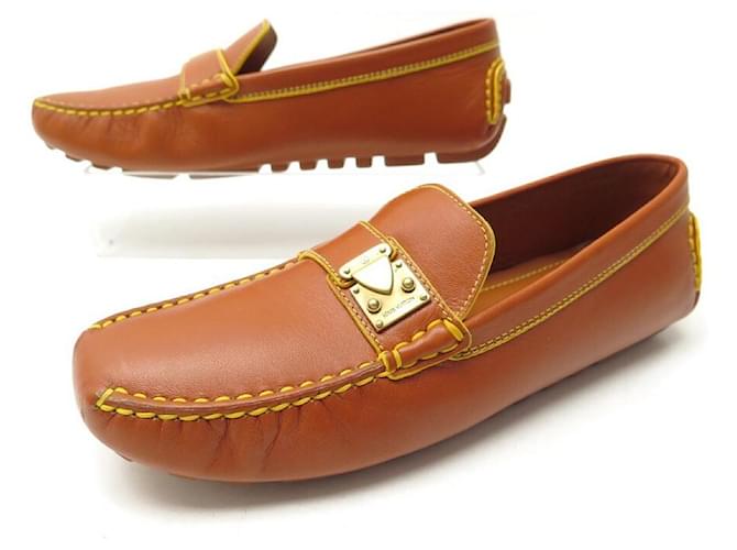 LOUIS VUITTON SHOES NOMADE MOCCASIN 38.5 CAMEL LEATHER LOAFERS SHOES Caramel  ref.440910