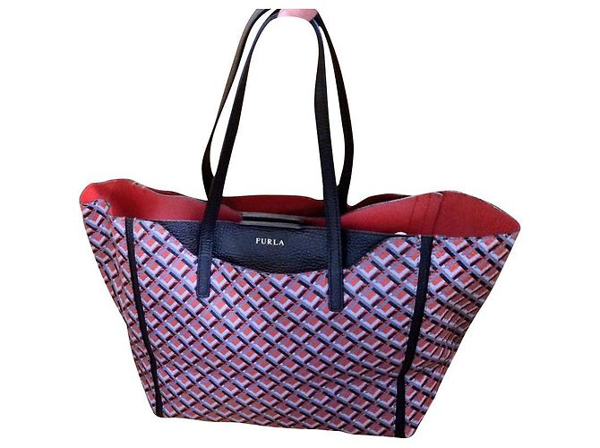 Borsa tote Furla in pelle rossa nera grigia e bianca Multicolore