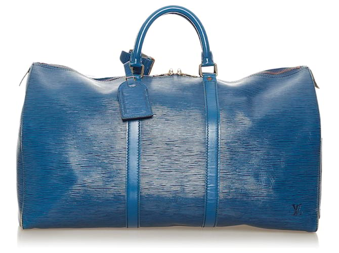 Louis Vuitton Blue Epi Keepall 50 Azul Cuero  ref.440972