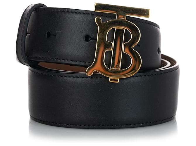 Burberry B Buckle Leather Belt In Black