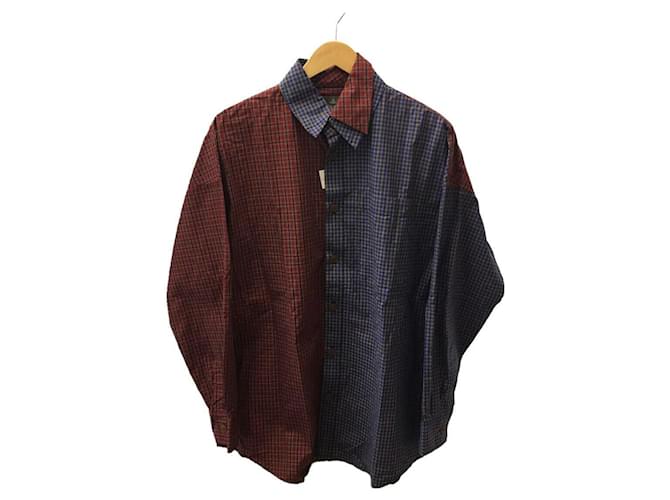 Vivienne Westwood MAN Long-sleeved docking check shirt / FREE / cotton / switching / 209044 7258 Red Blue  ref.441045