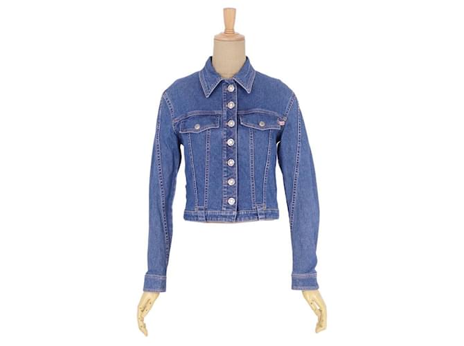 [Usado] Jaqueta vintage Christian Dior jaqueta jeans G Jean stretch feminina algodão liso 36 índigo índigo tamanho F36 GB8 D34 US4 (XS equivalente) Azul  ref.441047