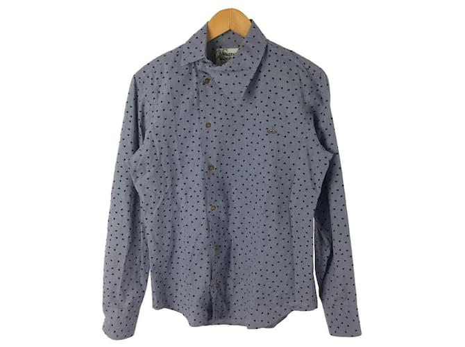 Camisa Vivienne Westwood MAN Design / camisa manga longa / 48 / algodão / BLU / padrão total / azul / padrão de coração / orb / VW-CR-78722  ref.441275