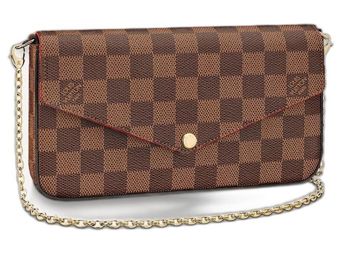 Louis Vuitton LV Felicie pochette canvas damier Brown Leather  ref.441404