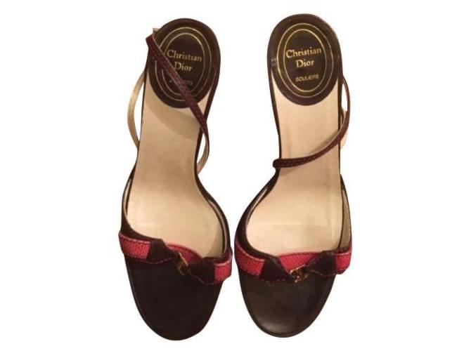 Christian Dior sandali Marrone scuro Pelle  ref.441426