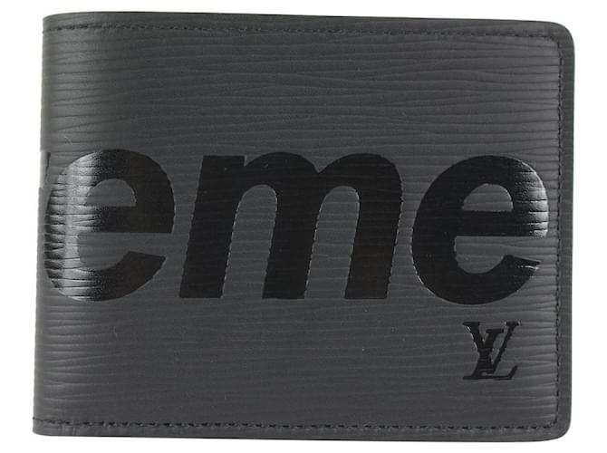 Louis Vuitton LV x Supreme Black Epi Leather Noir Slender Men's Wallet  ref.441471 - Joli Closet