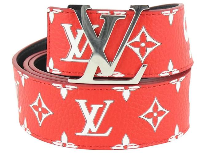 Louis Vuitton LV x Supreme New Ultra Rare Red 100/40 Monogram Initiales Belt - Joli Closet