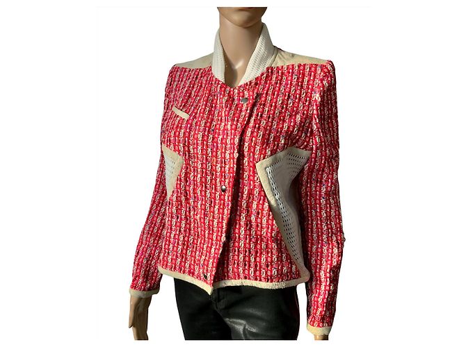 Iro Tweed Jacket Red and Beige