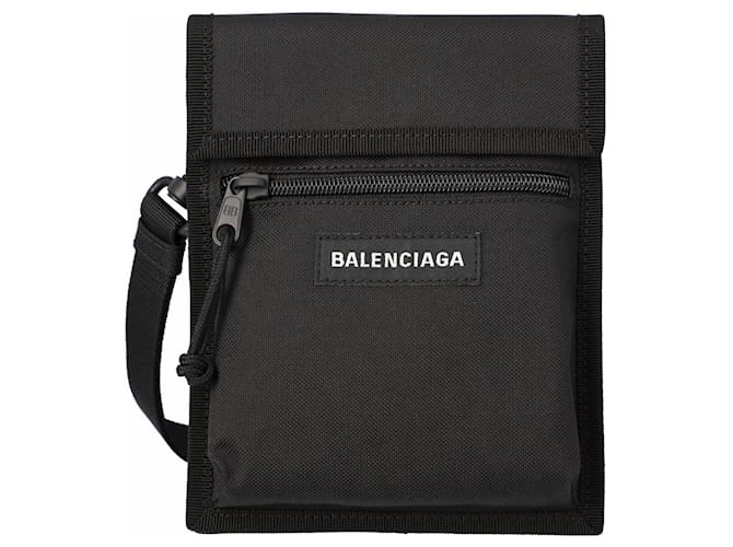 Balenciaga Men's Explorer nylon crossbody bag in black  ref.442232