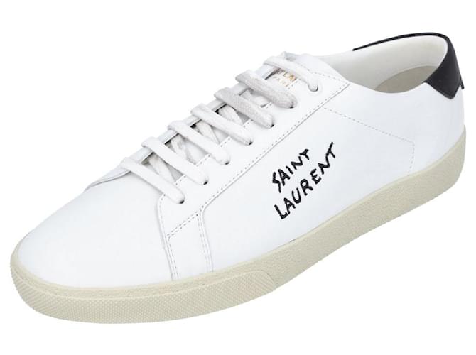 Saint Laurent Men's Court Classic sneaker in white/ black Leather  ref.442256