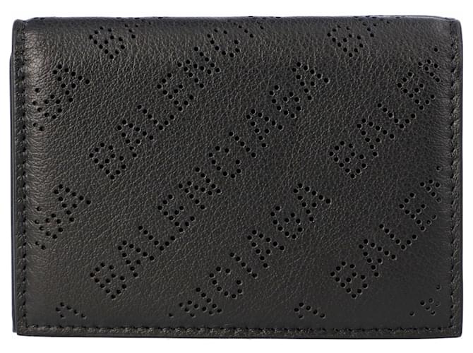 Balenciaga Men's cash mini wallet in black Negro Cuero  ref.442264
