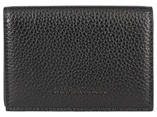 Balenciaga Mini portefeuille pliable Essential noir pour hommes Cuir  ref.442266