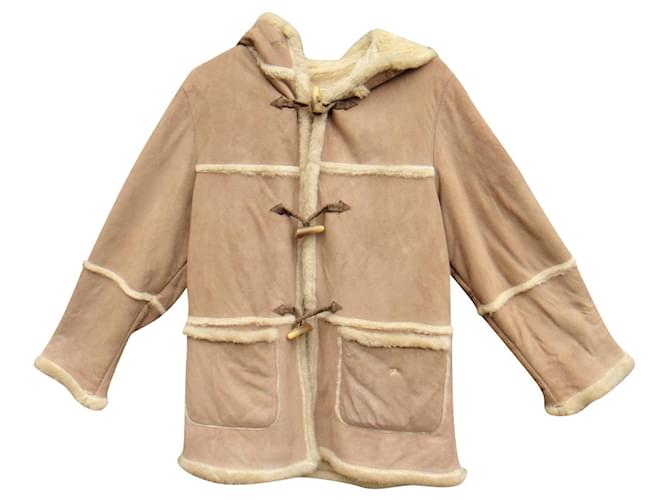 Burberry shearling jacket size 44 Beige Leather  ref.442275