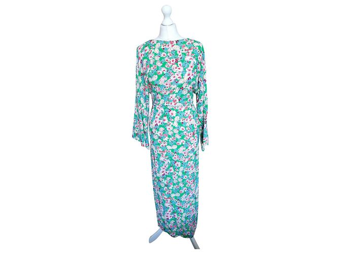 Vestido largo con estampado floral de viscosa Zara Multicolor