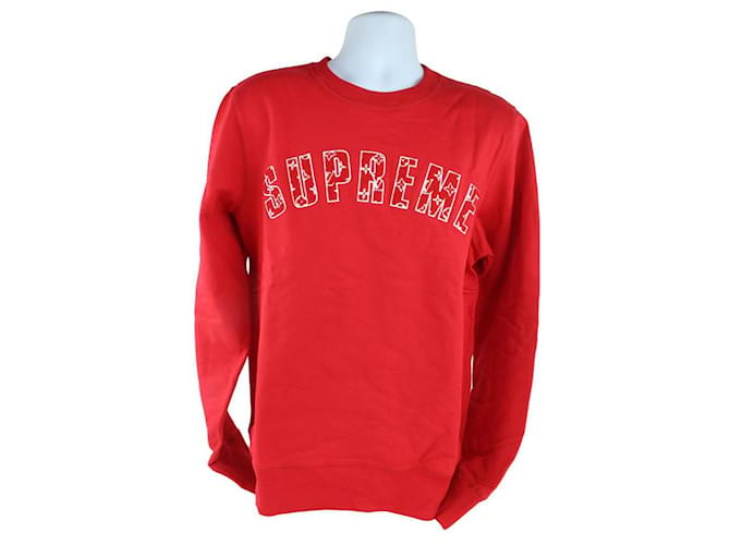 Suéter de cuello redondo con logo de arco monograma rojo XL de LV x Supreme  para hombre