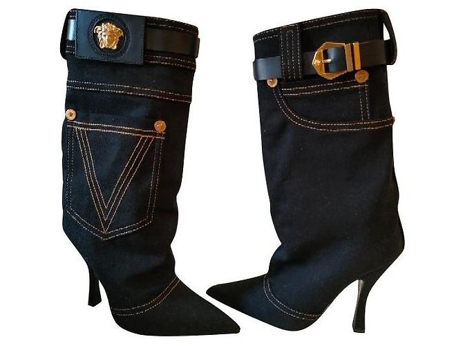 Versace Tribute boots black denim