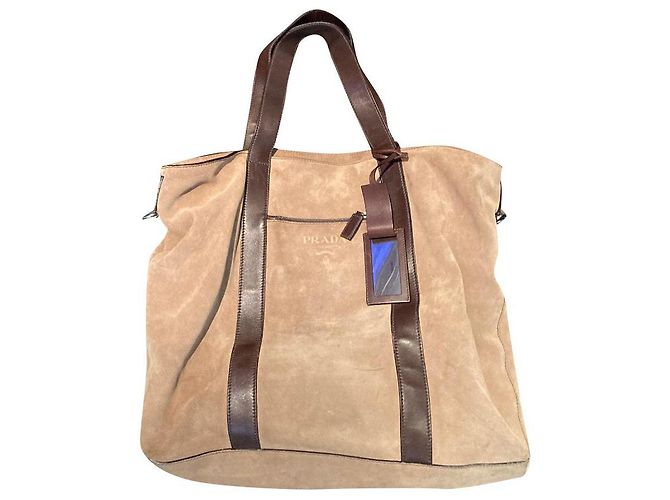 Sac cabas Prada en daim beige