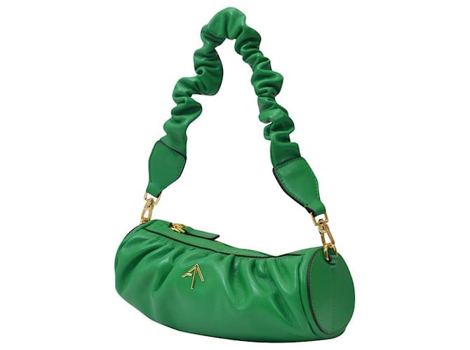 Autre Marque Mini Cylinder Bag in Snake Embossed Green Leather ref
