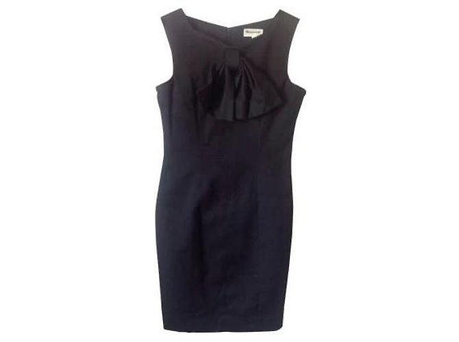Emmanuelle Khanh Kleid aus schwarzer Waffel-Baumwolle