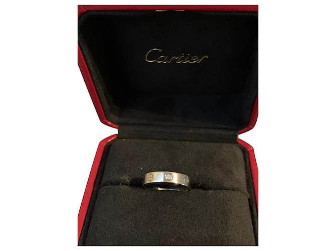 Cartier bague Love 1 diamant Or blanc Argenté  ref.443348