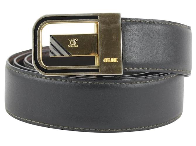 Autre Marque Black x Gold Logo Belt Leather White gold  ref.443392