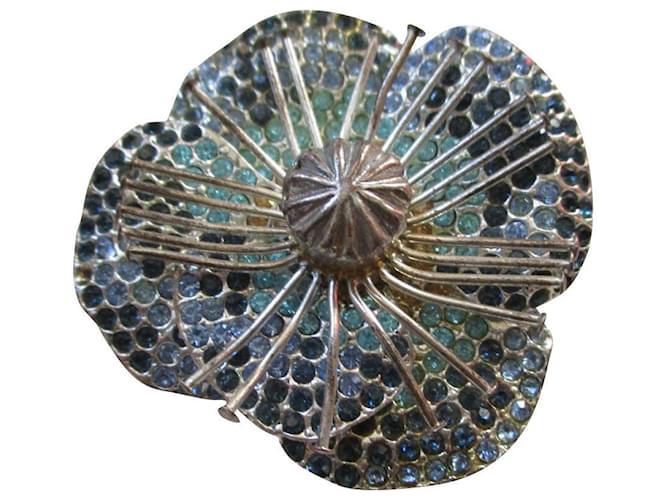 Marc Jacobs Blumenbrosche aus Swarovski-Kristallen. Blau Metall  ref.443947