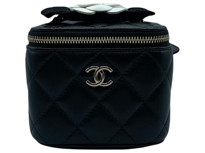 Chanel Black Quilted Lambskin Small Pearl Crush Vanity Case