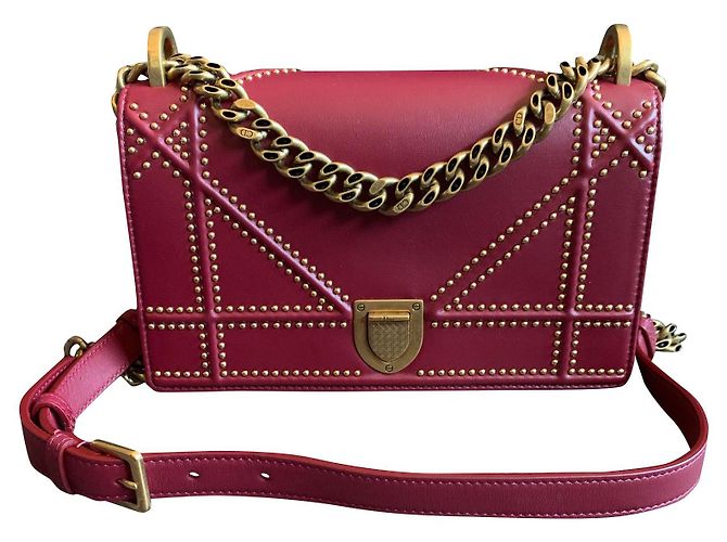 Bolsa de ombro Dior Diorama em couro vermelho