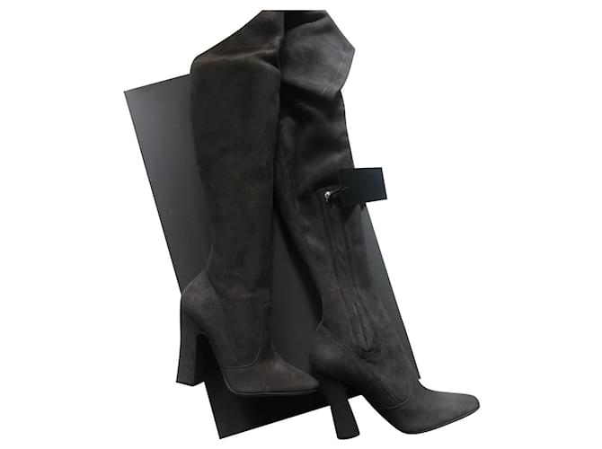 Autre Marque NWT Halston Over The Knee Grey Suede Boots 38  ref.444029